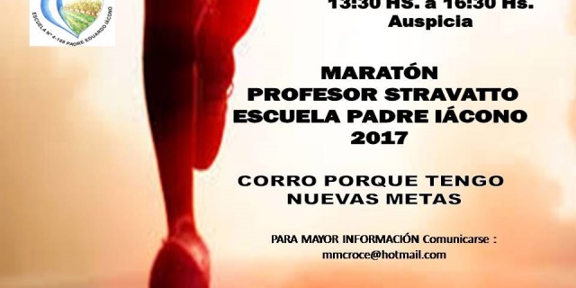 La escuela Padre Sergio Iácono invita a la 13ra. Maratón de la institución