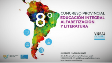 Se realizará el 8º Congreso Provincial de Educación Integral, Alfabetización y Literatura