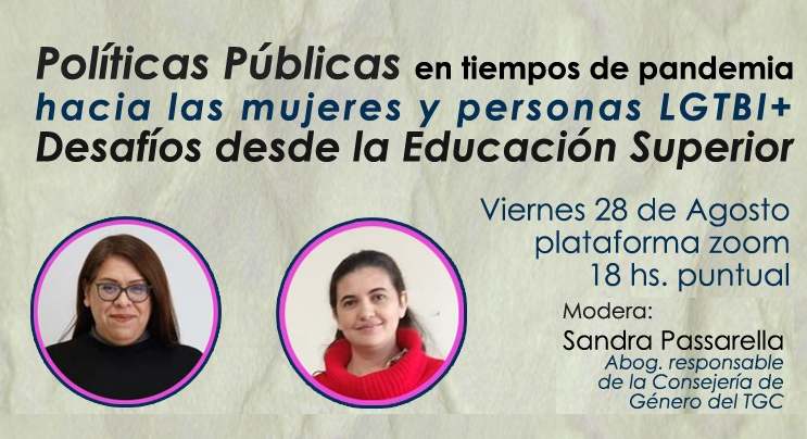 El Instituto Superior Tomás Godoy Cruz invita a Jornada de Políticas públicas hacia mujeres y comunidad LGTBI+ en pandemia