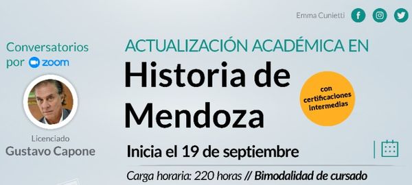 Educación Superior brindará una actualización académica en Historia de Mendoza