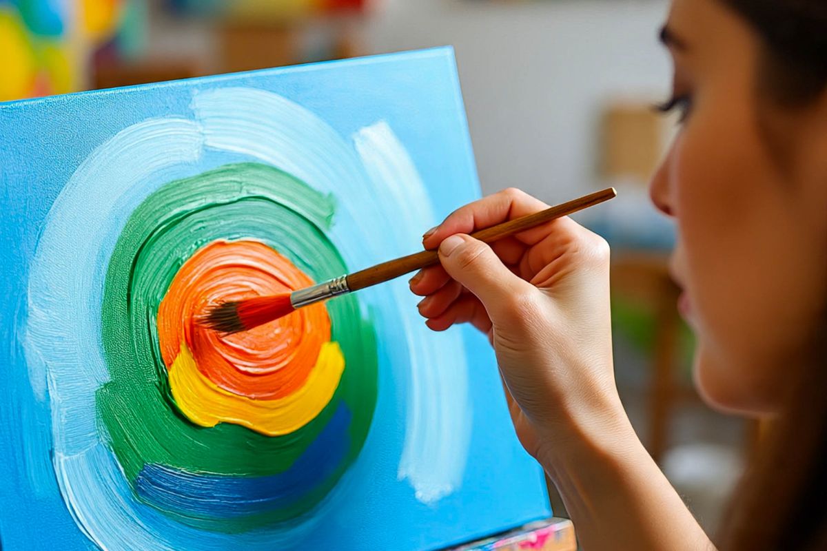 artista pintura de colores