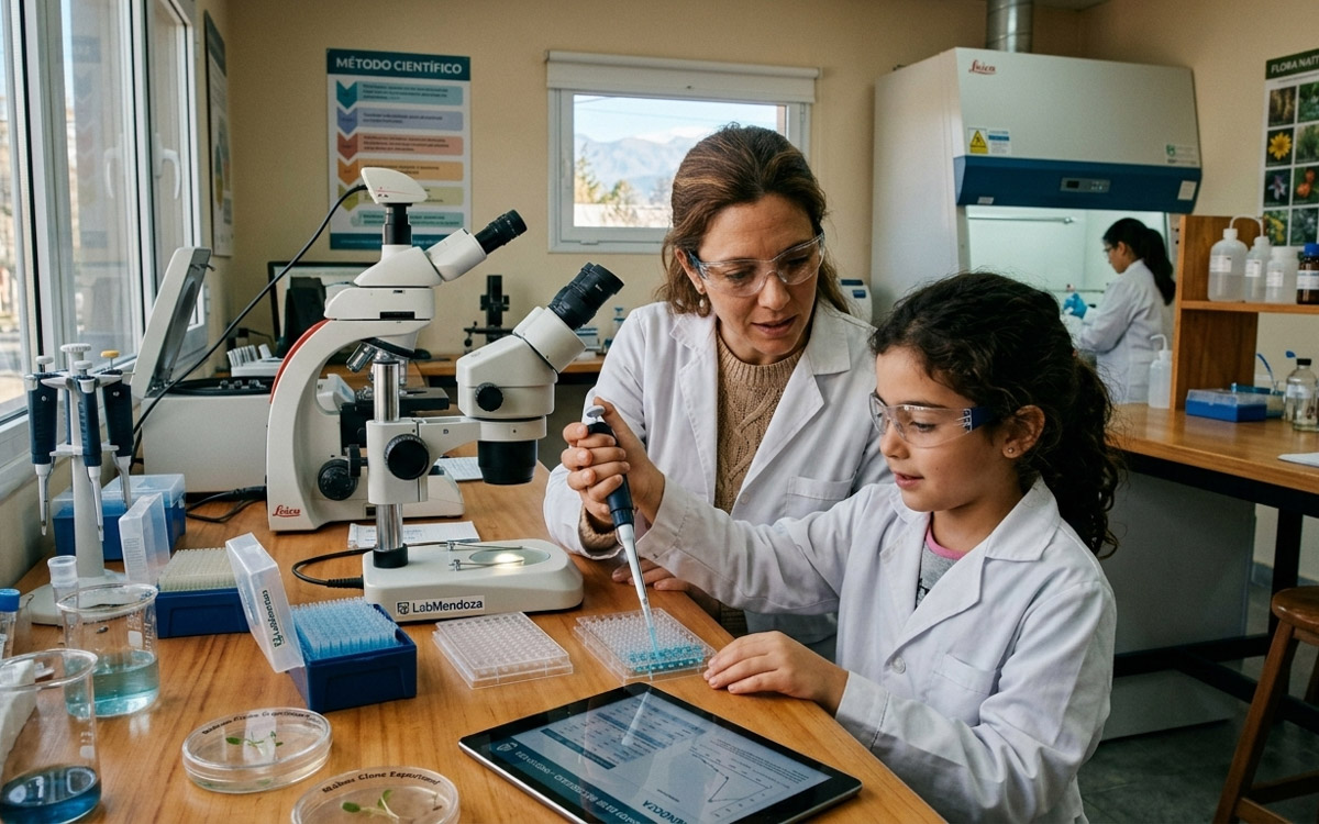 mujer-laboratorio- microscopio