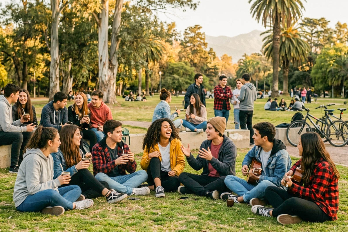 estudiantes en el parque al aire libre