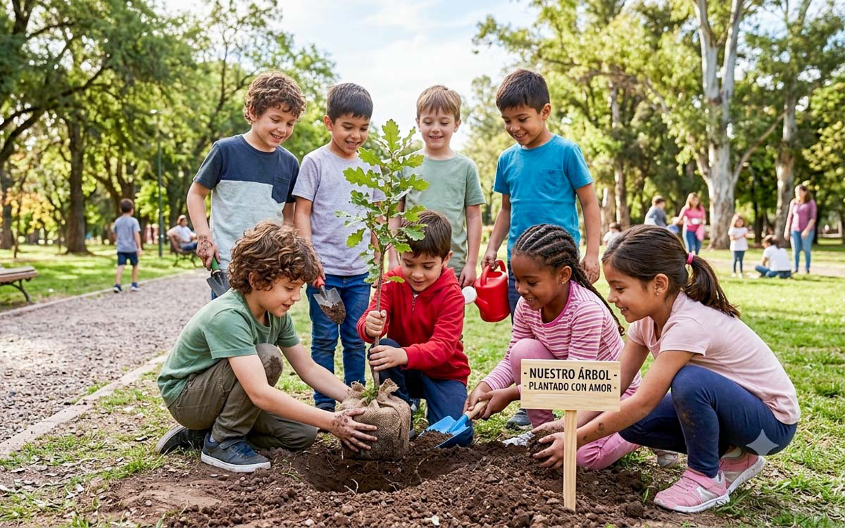 niños-árbol-cartel-parque-flora