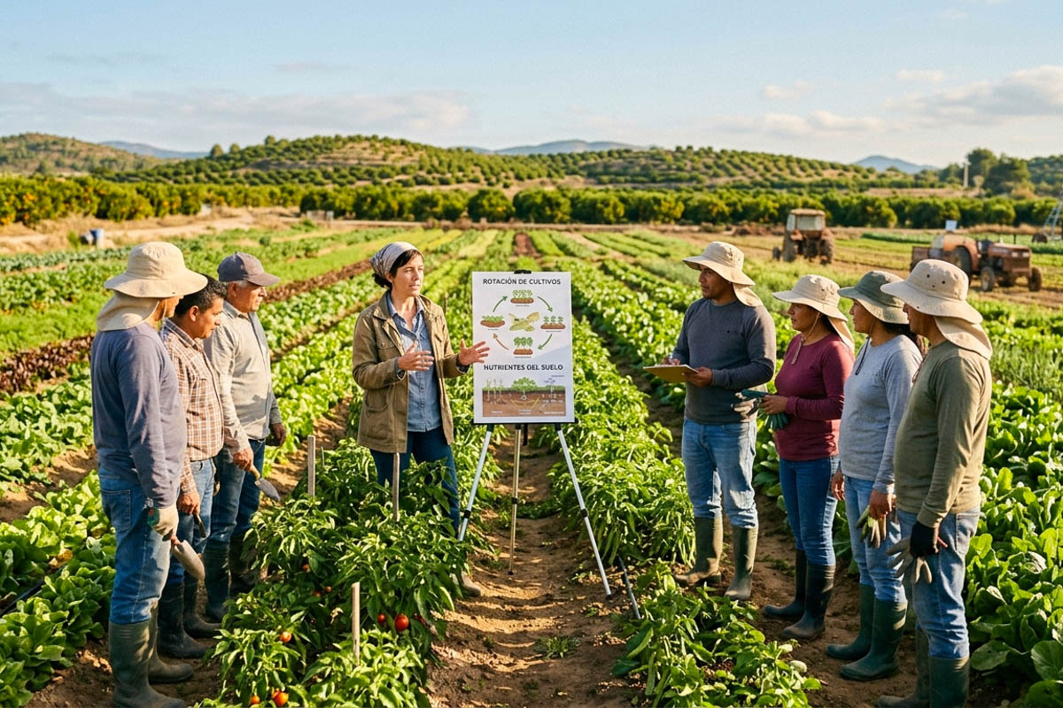 gente en medio de una huerta